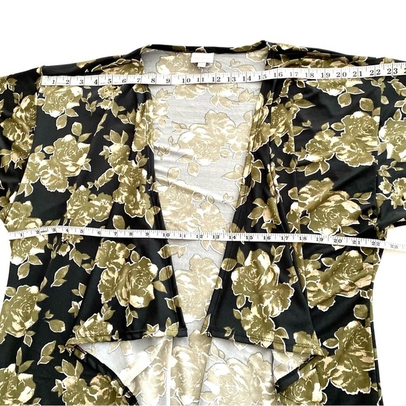 LuLaRoe Shirley Black Floral Lightweight Longline Kimono Duster Cover Up Size M - Picture 10 of 12